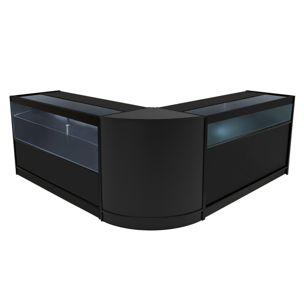 Monstershop Black/Light (2 X 1500Mm W Counters & 1 X 600Mm W Corner Unit - ) Shop Counter Set Adonis Led Lockable Size 2