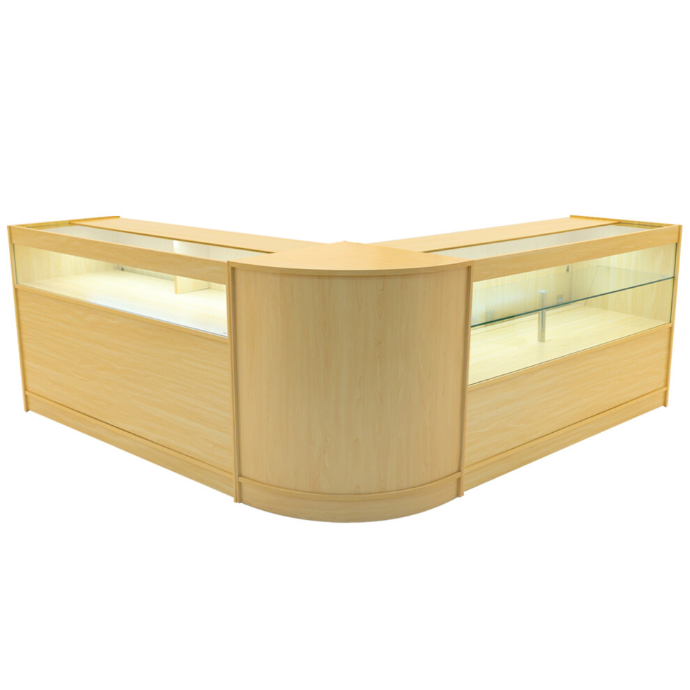 Monstershop (2 X 1500Mm W Counters & 1 X 600Mm W Corner Unit - Maple) Shop Counter Set Adonis Led Lockable Light Size 2