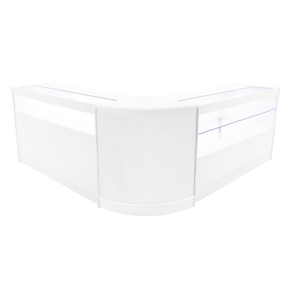 Monstershop White/Light (2 X 1500Mm W Counters & 1 X 600Mm W Corner Unit - ) Shop Counter Set Adonis Led Lockable Size 2
