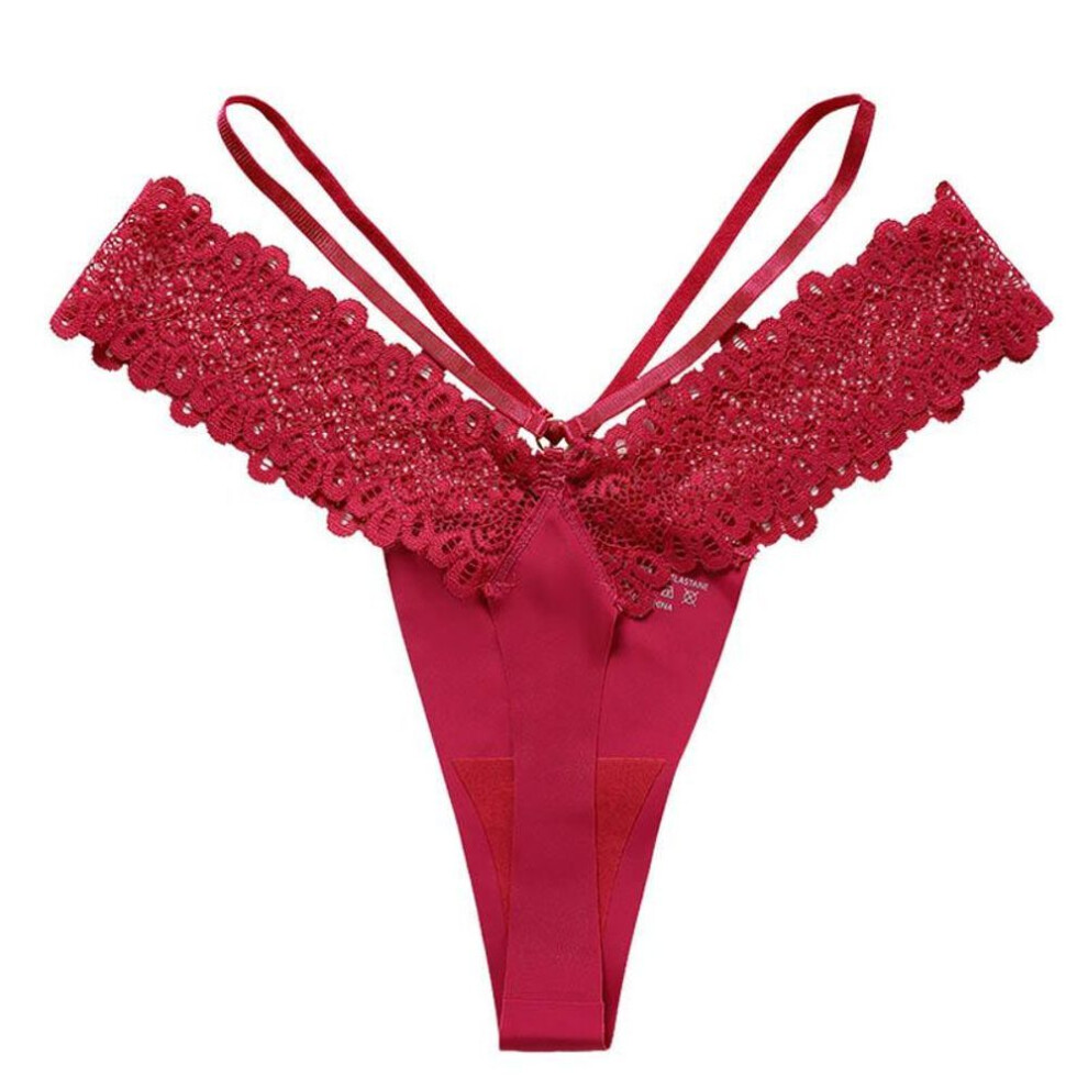 Cinoon Red (, L) Women Sexy Lingerie G String Lace Panties Femal Low-Waist Cross Bandage Seamless Temptation Underwear Comfort Intimate