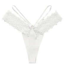(white, S) Cinoon Women Sexy Lingerie G String Lace Panties Femal Low-waist Cross Bandage Seamless Temptation Underwear Comfort Intimate