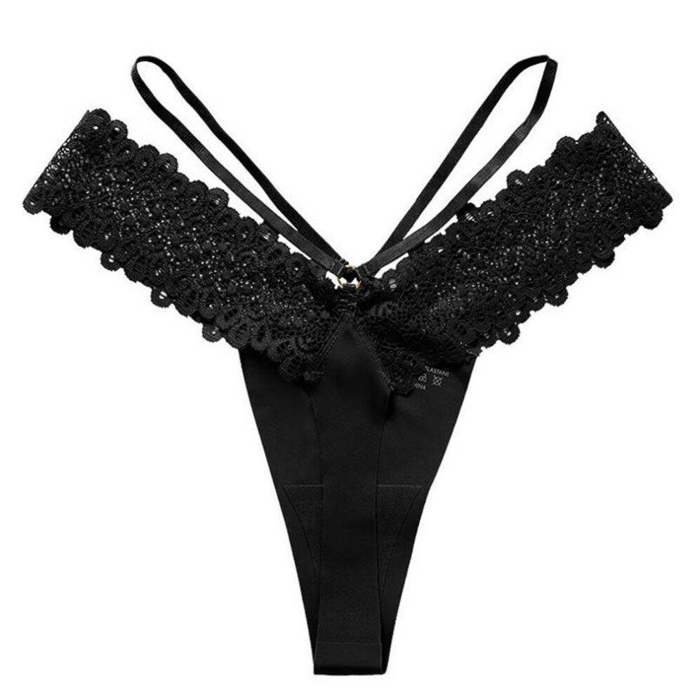 Cinoon Black (, Xl) Women Sexy Lingerie G String Lace Panties Femal Low-Waist Cross Bandage Seamless Temptation Underwear Comfort Intimate