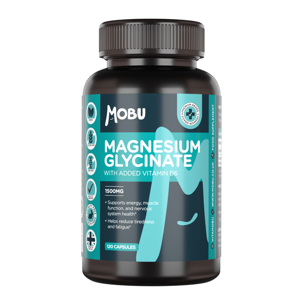 Mobu Magnesium Glycinate 1500Mg With Vitamin B6 120 Capsules High Strength Uk