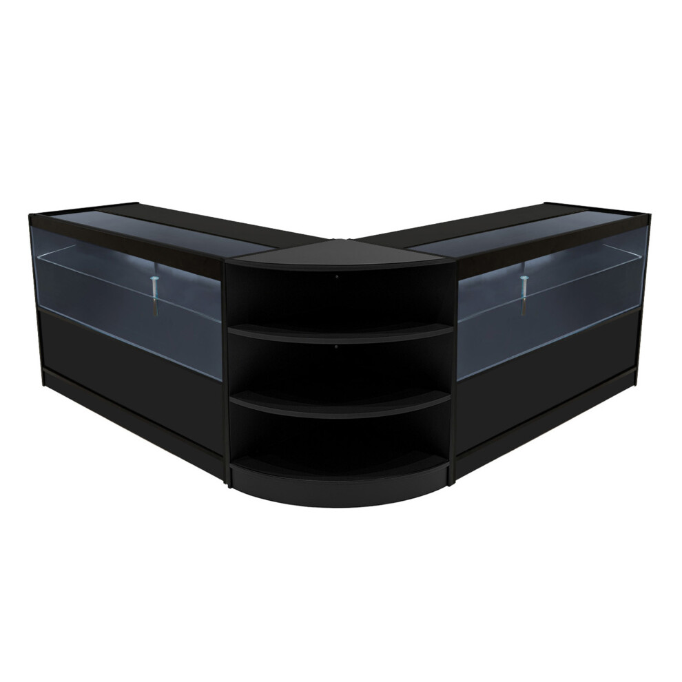 Monstershop Black/Light (2 X 1500Mm W Counters & 1 X 600Mm W Corner Unit - ) Shop Counter Set Andromeda Led Lockable Size 2