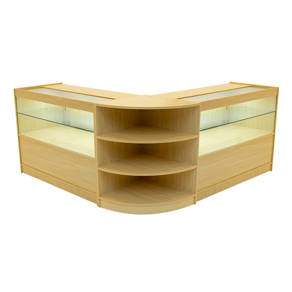 Monstershop Light (2 X 1200Mm W Counters & 1 X 600Mm W Corner Unit - Maple) Shop Counter Set Andromeda Led Lockable