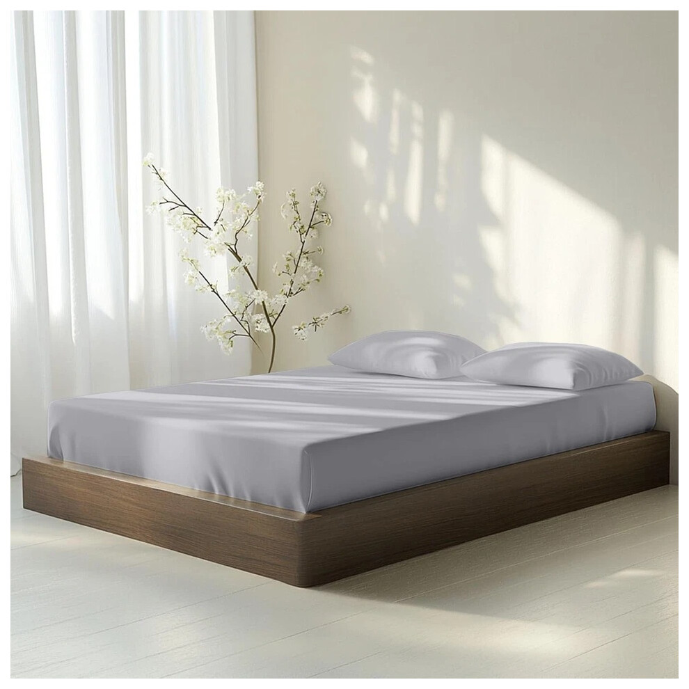 (Pack of 2 - King (152x200cm), Grey) 25cm Extra Deep Fitted Bed Sheet & Pillowcases-image-OPC-PJ7TSNT-NEW