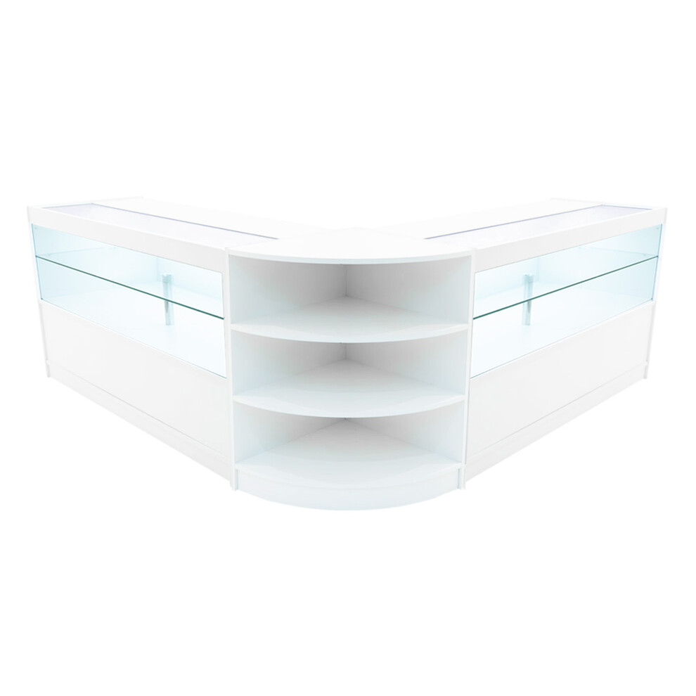 Monstershop White/Light (2 X 1500Mm W Counters & 1 X 600Mm W Corner Unit - ) Shop Counter Set Andromeda Led Lockable Size 2