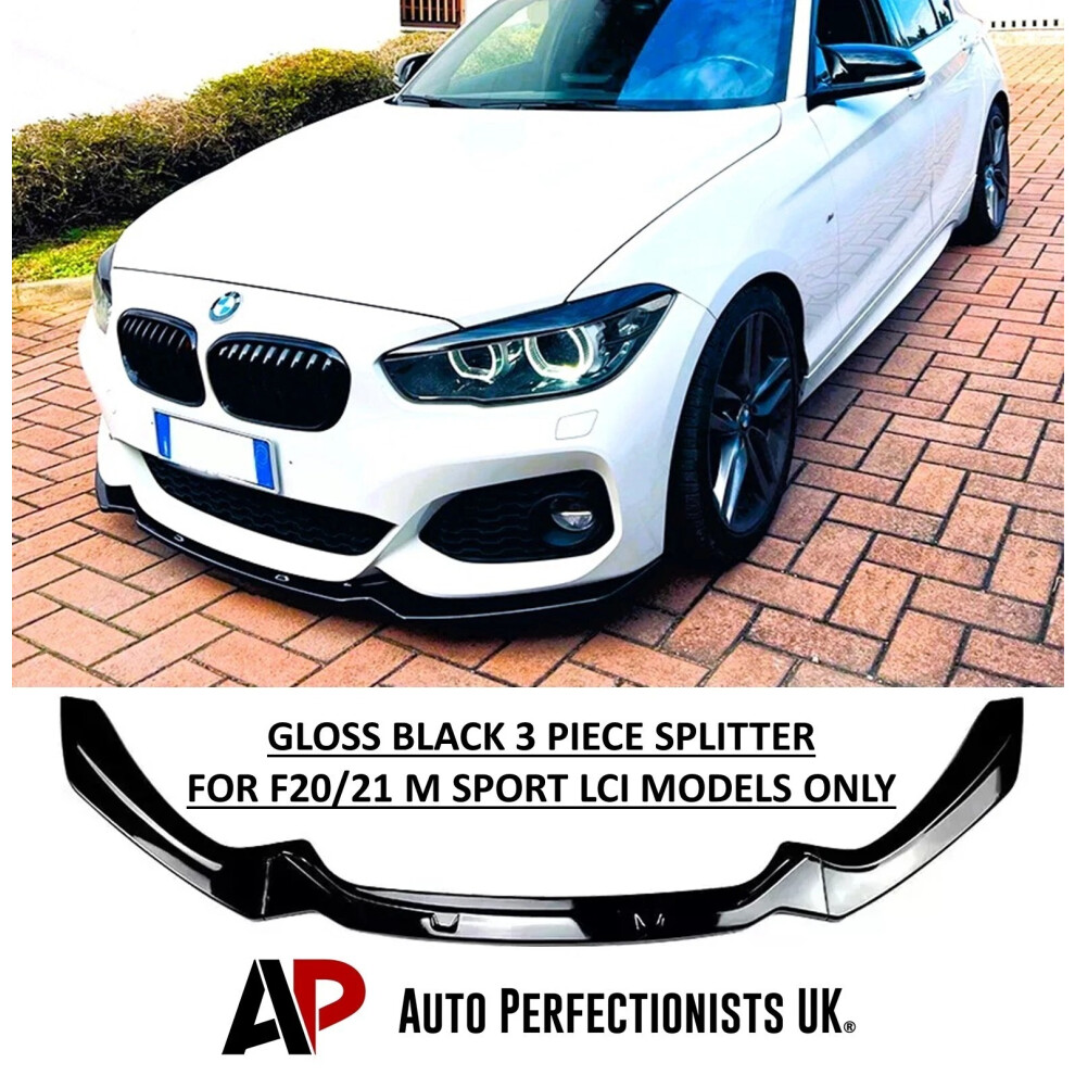 For Bmw 1 Series F20 F21 Lci Splitter Spoiler Lip M Sport 2015-19 Black 5061072663789