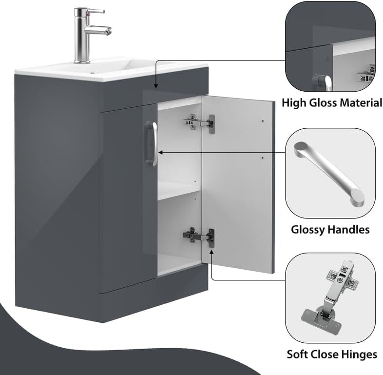 (New York, Grey) BELOFAY 500mm Bathroom Vanity Unit With Basin on OnBuy