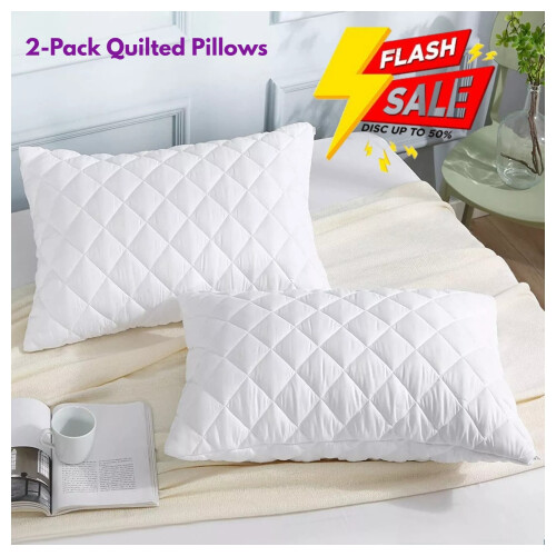 Imperial Rooms (Quilted Pillows 2-Pack) Reversible Duvet Quilt Covers Grey Bedding Set UK