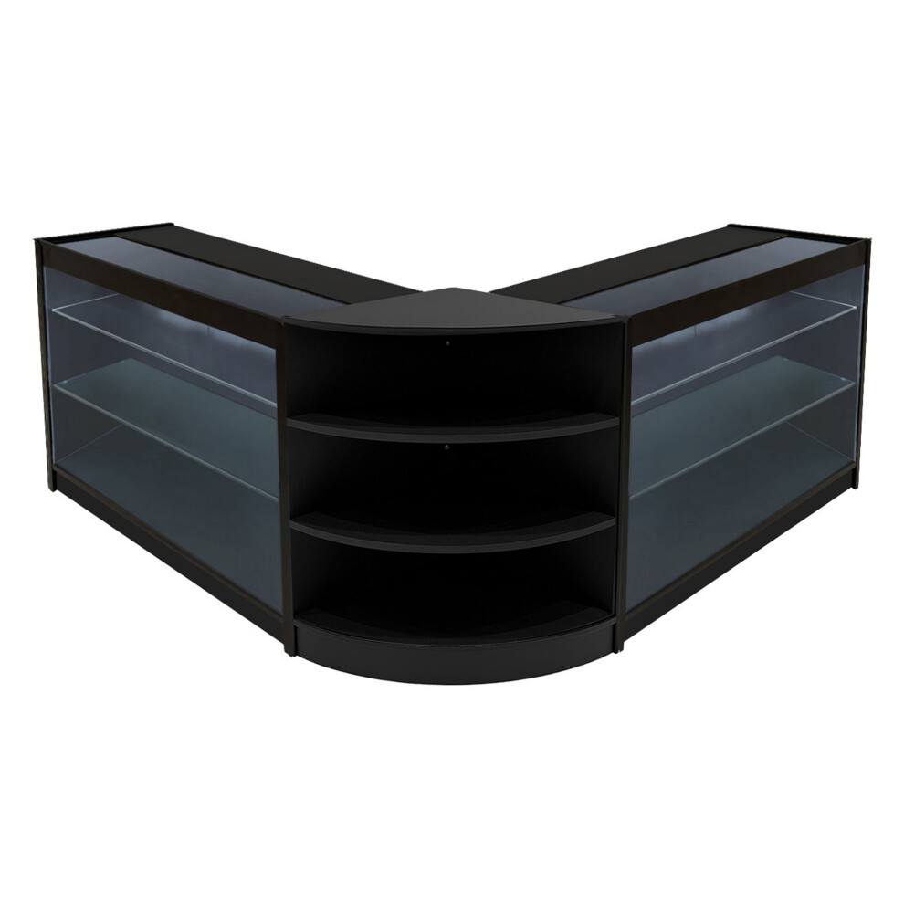 Monstershop (2 X 1200Mm W Counters & 1 X 600Mm W Corner Unit - ) Shop Counter Set Apollo Led Lockable Black/Light Size 2