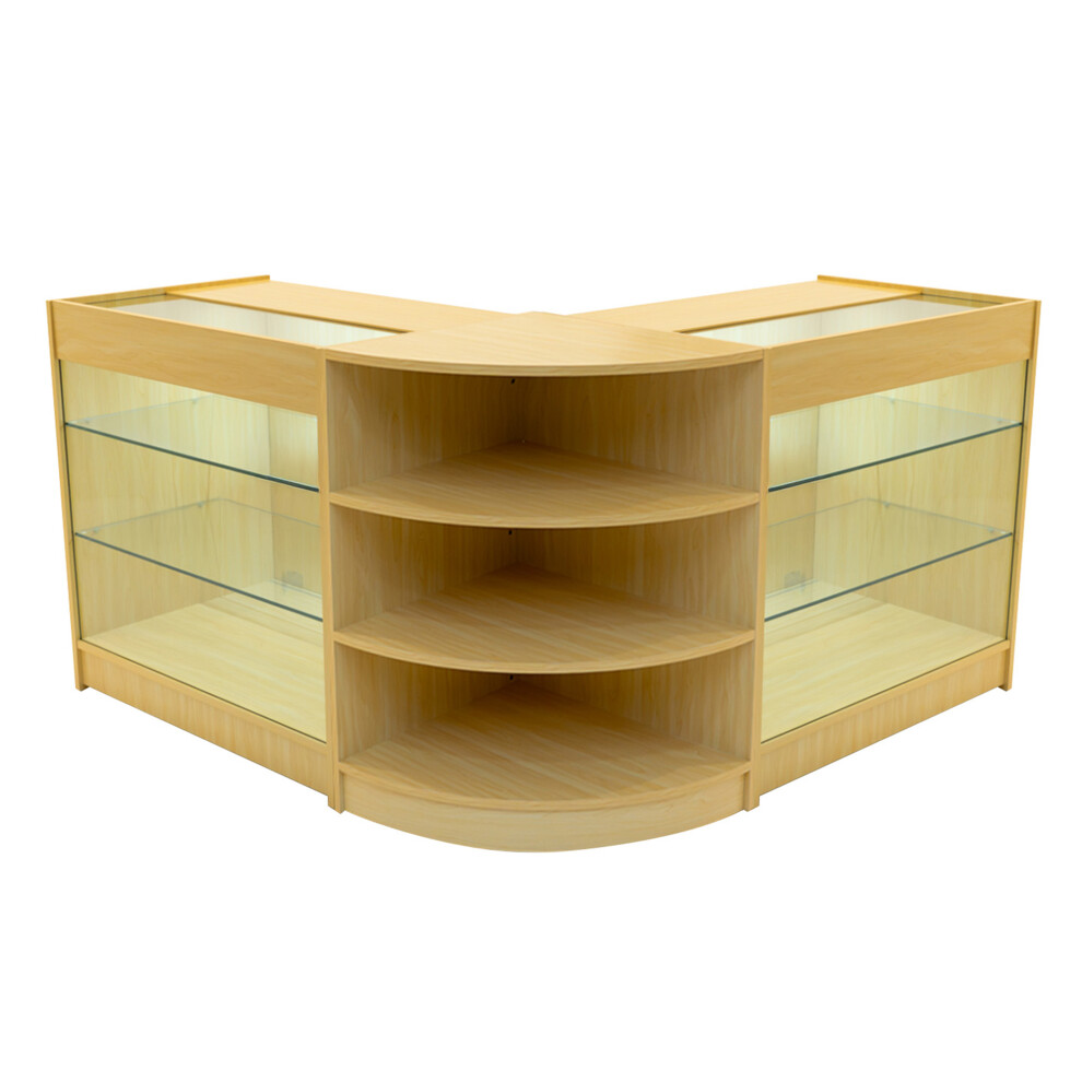 Monstershop (2 X 900Mm W Counters & 1 X 600Mm W Corner Unit - Maple) Shop Counter Set Apollo Led Lockable Light Size 2
