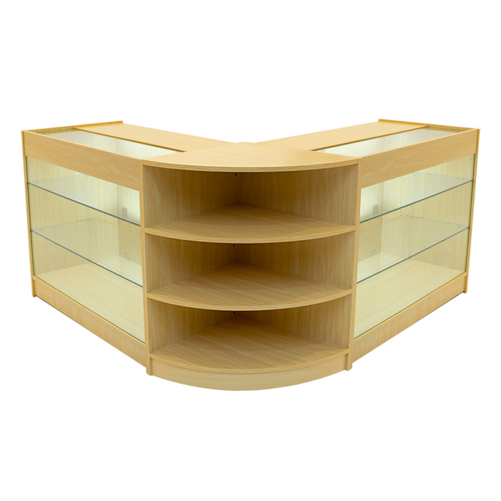 Monstershop Light (2 X 1200Mm W Counters & 1 X 600Mm W Corner Unit - Maple) Shop Counter Set Apollo Led Lockable