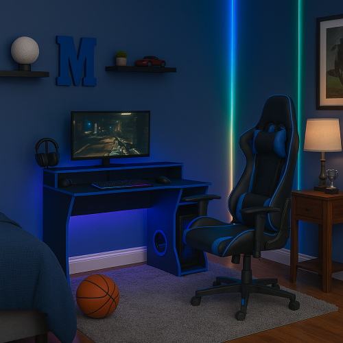 Birlea Black Computer Desk Birlea Enzo Gaming Blue Home Office Table