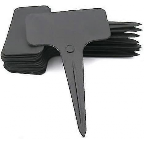 100 τεμάχια πλαστικές πινακίδες φυτών τύπου T, μαύρες, συμβατές με ετικέτες, βύσματα 1