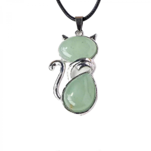 (Avventurina) Elegante collana con ciondolo a forma di gatto in cristallo Squisita collana con gatto in cristallo Elegante collana a catena