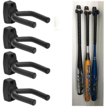 Paquete de 4 soportes verticales para bate de béisbol de pared, color negro
