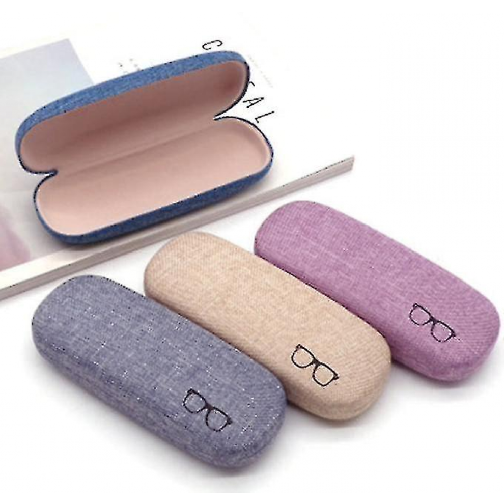 3pack Hard Shell Eyeglasses Case Protector Linen Fabrics Large Glasses Case Concise