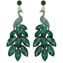 Paar Pfauenohrringe, Kristall-Ohrhänger, Vintage-Ohrringe, Schmuck, kompatibel mit Frauen
