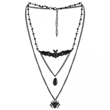 Gothic Layered Chain Anhänger Halskette Schwarz