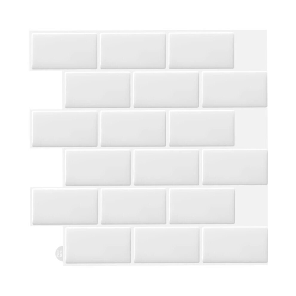 10 Kpl Valkoisia 3D-Seinã¤Laattatarroja Keittiã¶Ã¶N Ja Kylpyhuoneeseen (30,5 X 30,5 Cm) 8725679129501
