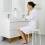 White Stackable Plastic Stool Round Top Backless Design Metal Leg 9