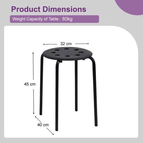 Stackable Stool Round Seat Top Backless Design Metal Leg home office 1