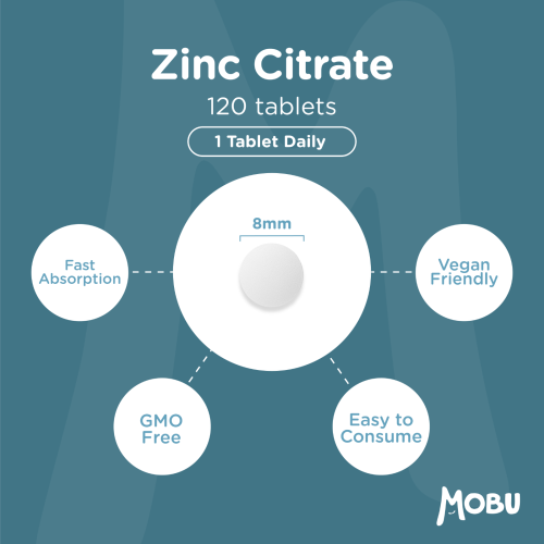 Zinc Citrate 100mg 120 Tablets Max Strength Immune Function MOBU Vegan 2