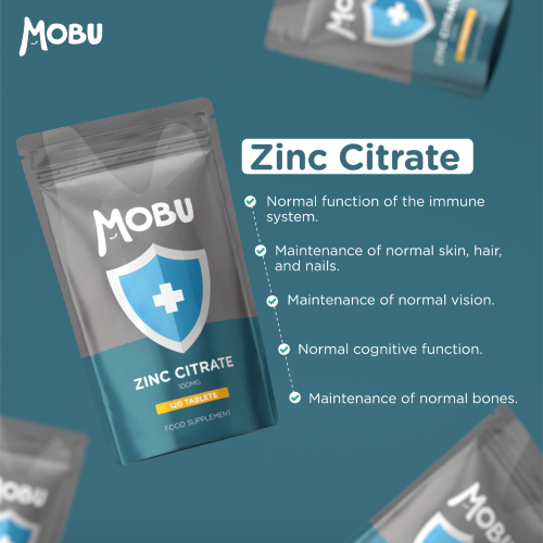 Zinc Citrate 100mg 120 Tablets Max Strength Immune Function MOBU Vegan 1