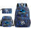 (Blue Pattern, C) Jurassic World School Bag Backpack Pencil Case Shoulder Bag Three-piece Set 1