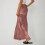 (L, coffee) Boho Style Maxi Skirt High Waist Adjustable Drawstring Long Skirt 4
