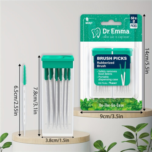 Premium Rubberized Brush Picks with Mint Flavor for Efficient Cleaning and Gentle Gum Care 2