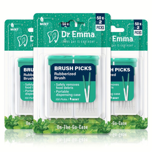 Premium Rubberized Brush Picks with Mint Flavor for Efficient Cleaning and Gentle Gum Care