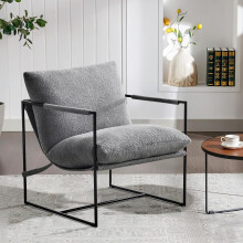 (GREY) Lounge Metal Frame Chair w/ Ergonomic Cushion LUCA