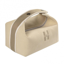 (White)Portable Makeup Waterproof Soft Canvas Large Capacity Cosmetic Bag with Handle compatible with Outdoor Travel