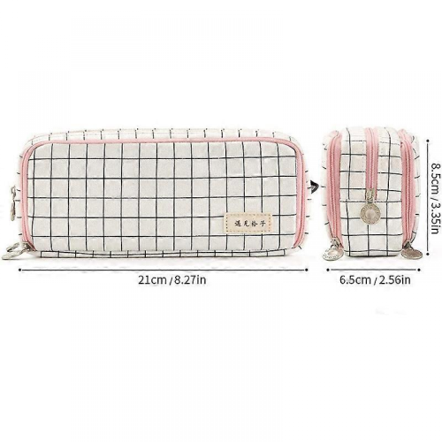 ANGOO Pencil Case Big Capacity 3 Compartments Canvas compatible with Teen,A 2