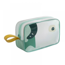 (S)Bolsa de cosméticos portátil de desenho animado TPU transparente para artigos de higiene pessoal Bolsa de viagem com alça de zíper