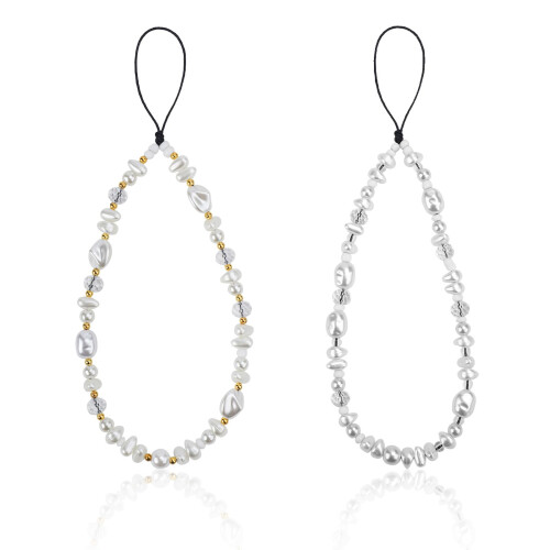Mikovivi 2 peças pingentes de pérolas para celular, pulseira irregular de pérolas para celular, pulseira anti-perda