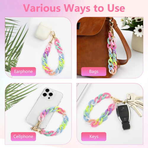 Corrente de pérolas para celular OFFCUP, corrente colorida para celular, chaveiro com pingente anti-perda para celular, pingente para celula 2