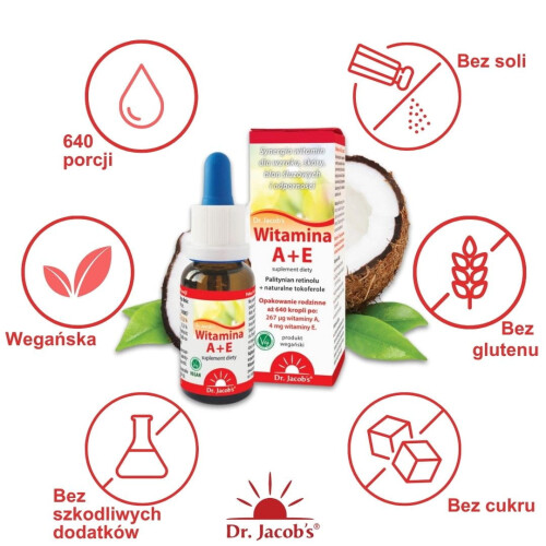 Dr Jacobs Witamina A+E Dr. Jacob's Vitamin A + E 20 ml drops VEGAN 1