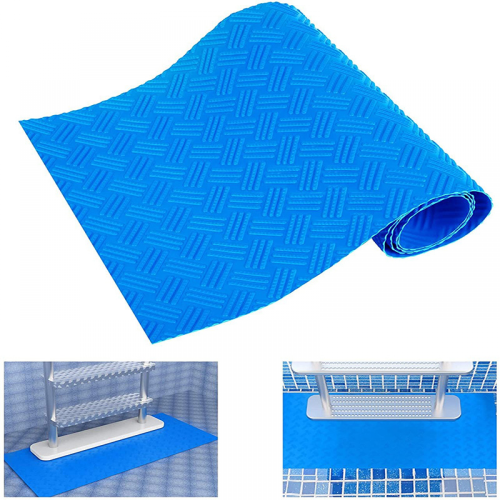 Tapete protetor para escada de piscina antiderrapante, substituição de borracha, azul, compatível com piscinas de 35,43 polegadas x 9,05 pol