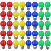 40er-Pack 240 Lumen E27 dekorative LED-Lampen in gemischten Farben (Rot, Gelb, Blau, Grün) – AC220V-240V-Kompatibilität