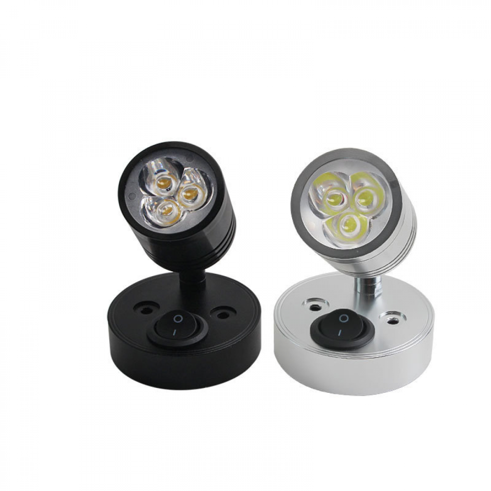 Aleko - Lot de 2 spots LED 12 V, lampe de chevet murale à intensité variable, interrupteur, éclairage intérieur flexible pour camping-car, c
