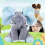 Peluche éléphant bleu chantant cache-cache, jouet musical interactif 5