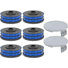 Ryobi RLT6030 RLT5127 RLT5027 RLT4125 and RLT4027 Lawn Mower Spool Caps and 6 RAC123 Spools - Complete Compatibility Set