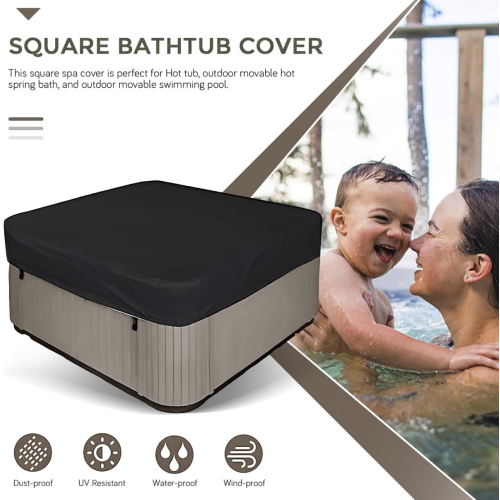 Housse de spa carrée en polyester imperméable pour spa extérieur 1