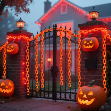 (Battery, 3M) Halloween Plastic Chain Lights Props Chains with 8 Lighting Modes String Lights for Skeleton Dog Spooky Outdoor Decorations