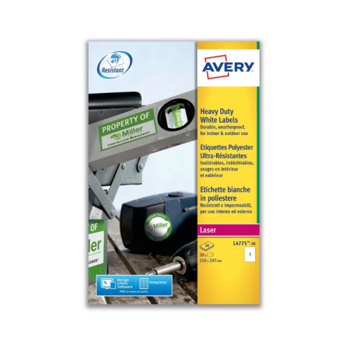 Avery Laser Label Heavy Duty 1 Per Sheet White (Pack of 20)
