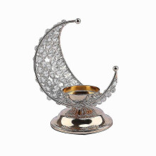 Moon Shape Crystal Tealight Glass Metal Candle Holder Candle Holder Home Christmas Table Centerpieces