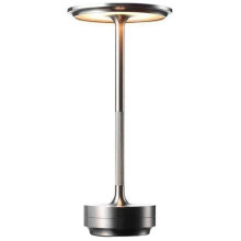 (Silver) Cordless Table Lamp - Dimmable Recharable Desk